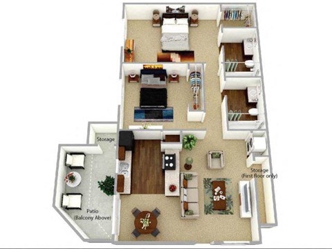 a floor plan with a bedroom and a living room